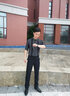 杰遜斯白色襯衫短袖男夏季冰絲修身痞帥英倫風(fēng)襯衣男潮流發(fā)型師潮裝衣服 黑色（CS350） XL （120-135斤） 曬單實(shí)拍圖