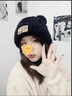 啄木鳥(niǎo)毛絨帽子女秋冬款加厚保暖可愛(ài)小熊大頭圍顯臉小毛茸茸針織毛線(xiàn)帽 黑色 曬單實(shí)拍圖