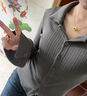 妙奕嘉長袖t恤女士打底衫可外穿慵懶風(fēng)秋裝新款衣服女裝polo衫上衣正肩 深灰喇叭袖polo領(lǐng)上衣 L 【建議105-115斤】 曬單實拍圖