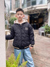 邁兜熊男童外套春款2025夾棉加厚新款秋冬季棒球服中大兒童男孩冬裝棉服 黑色 160 (適合150cm身高) 曬單實拍圖