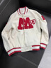NASALIKE潮牌聯(lián)名外套男秋冬季貼布字母拼色棒球服夾克港風(fēng)情侶學(xué)院風(fēng)上衣 米白色 XL（建議140-160斤) 曬單實(shí)拍圖