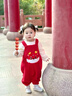 優(yōu)奇嬰兒衣服秋冬連體衣幼兒冬季紅色卡通加絨背帶褲可愛(ài)褲子拜年衣服 紅色背帶褲【不含配飾】 80 曬單實(shí)拍圖