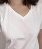 纖莉秀春新款大碼女裝胖mm簡約風基礎純色百搭顯瘦V領針織衫2041 黑色 3XL 曬單實拍圖