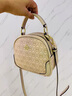 袋鼠包包女包2026七夕時(shí)尚女士手提包小圓包百搭印花字母單肩包斜挎包 咖啡色R紋 曬單實(shí)拍圖