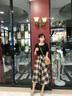 凱安尼（KAIANNI）毛呢格子半身裙女秋冬新款寬松復古英倫風中長款高臀a字長裙 卡其色 XL 曬單實拍圖
