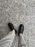 班納犀樂福鞋商務(wù)男士厚底頭層牛皮一腳蹬懶人休閑鞋英倫風(fēng)皮鞋 皮面款 41 曬單實拍圖