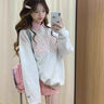 美式復古碎花貼布刺繡無(wú)帽衛衣女秋冬季寬松加絨加厚港風(fēng)長(cháng)袖上衣 灰色【優(yōu)質(zhì)薄款】 L 曬單實(shí)拍圖