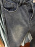 MMOPTOP潮牌牛仔褲男春秋款冬季水洗做舊側邊刷白寬松褲子K529黑色XL 曬單實(shí)拍圖