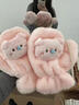 暢印七夕可愛(ài)卡通小豬毛絨手套女冬季學(xué)生保暖加絨加厚防寒凍掛繩手套 鼻涕小豬手套-粉色 曬單實(shí)拍圖