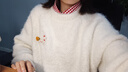 ELLE KIDS童裝 法式慵懶圈圈羊毛毛衣女童秋冬季新款套頭圓領(lǐng)百搭寬松毛衣 奶油白 165 (M) 曬單實拍圖