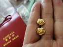 賽菲爾黃金耳釘女3D硬金足金玫瑰花耳飾送女友生日禮物 一對 約1.4克  曬單實(shí)拍圖