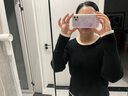 三彩2024冬季新款假兩件針織衫圓領(lǐng)長袖毛衣內(nèi)搭修身打底衫簡約女 經(jīng)典黑 L 165/88A 曬單實拍圖