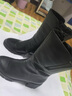 金利來(lái)（Goldlion）女鞋粗跟中筒靴子秋冬時(shí)尚裸靴加絨保暖媽媽短靴女黑色36 曬單實(shí)拍圖