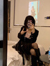 珂卡芙（KEKAFU）彈力長筒靴女士皮靴秋冬女靴騎士靴高筒靴子女長靴粗跟時裝皮靴 黑色 跟高5CM 38 曬單實(shí)拍圖