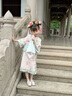 羅蒙格格服漢服女童新中式國慶新款古裝兒童刺繡套裝夏季六一演出服 套裝：旗袍+馬甲 （加購送手帕） 120 曬單實(shí)拍圖