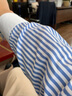 第五季日式異色領(lǐng)襯衫長(cháng)袖潮流拼接修身商務(wù)休閑條紋襯衣棉免燙白領(lǐng)襯衫 SFL5O427 40 [參考體重：130-140斤] 曬單實(shí)拍圖