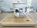 景順 景德鎮骨瓷茶杯帶蓋子辦公杯會(huì )議杯泡茶杯陶瓷水杯定制LOGO墨竹 曬單實(shí)拍圖