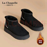 拉夏貝爾女靴雪地靴秋冬保暖麥穗設計女鞋加絨加厚棉鞋百搭休閑英倫風(fēng)女靴 黑色 PE003 36 曬單實(shí)拍圖