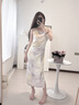 對白【油畫(huà)裙】印花吊帶連衣裙女2026夏季新款海邊度假風(fēng)無(wú)袖長(cháng)裙 清冷紫 S 曬單實(shí)拍圖