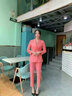 普麗丹歌（Predego）長(cháng)袖小西裝女新款職業(yè)裝套裝韓版氣質(zhì)女士正裝職場(chǎng)工作服商務(wù)裝 粉色（西裝+長(cháng)褲） M（90-100斤） 曬單實(shí)拍圖