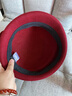 上海故事純羊毛帽子女秋冬季保暖毛呢禮帽半卷檐喇叭花蝴蝶結圓頂帽 棗紅 曬單實(shí)拍圖