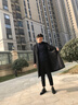 Mr.baidis秋冬毛呢大衣男裝羊毛大衣加厚呢子大衣過膝外套中長款商務歐美風 過膝款-斜插袋2051黑夾棉 175/L 曬單實拍圖