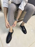 老爺車（WECKER）春夏商務(wù)皮鞋男一腳蹬涼皮鞋真皮男鞋透氣青中年男士皮鞋德比鞋男 LYC3500黑色[單里款] 42 曬單實(shí)拍圖