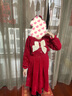 皮爾卡丹（pierre cardin）女童公主裙秋季兒童時(shí)髦長(cháng)袖連衣裙小女孩生日禮服長(cháng)裙冬加絨裙子 Q132酒紅色【加絨】 150 cm 曬單實(shí)拍圖