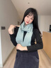上海故事藍(lán)色圍巾針織羊毛圍巾女冬季保暖高級感毛線圍脖節(jié)日禮盒裝 水藍(lán) 160×25cm 曬單實拍圖