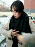 上海故事大红纯色羊毛围巾女冬围巾女士冬季披肩加厚围脖男情侣款妈妈送礼 黑色 实拍图