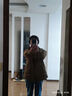 皮爾卡丹（pierre cardin）時尚菱形格連帽輕薄棉服女秋冬大碼胖mm寬松百搭夾棉棉衣外套棉襖 卡其色 L【建議100-140斤】 曬單實拍圖