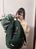 匡睿書(shū)包女大學(xué)生韓版ins雙肩包水洗做舊復古高中初中生背包男大容量 綠色 曬單實(shí)拍圖