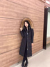 clotho Rennie品牌女裝羽絨服女中長款真毛領過膝2025冬季新款修身收腰加厚韓版 黑色+本色真貉子毛 M 曬單實拍圖