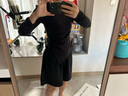 UR【HOT】2025秋季新款女裝休閑斜肩領(lǐng)褶皺修身T恤UWM450130 正黑 S 曬單實(shí)拍圖
