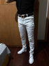 ZOCNA秋冬季款加絨加厚白色牛仔褲男修身小腳男裝長(cháng)褲小直筒休閑褲 經(jīng)典白色 32 腰圍2尺5/推薦135-145斤 曬單實(shí)拍圖