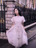 依伊純碎花連衣裙子夏裝2024年新款法式氣質(zhì)仙女長裙旗袍國風(fēng)溫柔風(fēng)女裝 粉紅色 L 曬單實(shí)拍圖