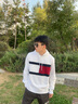 TOMMY HILFIGER男女簡(jiǎn)約休閑運(yùn)動(dòng)拼色刺繡合身內(nèi)搭連帽套頭衛(wèi)衣78J9718 白色YBR L 曬單實(shí)拍圖
