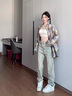 梓洛蘭ZiLuolan秋季套裝女2025韓版寬松格子襯衫吊帶背心搭配高腰牛仔褲 藍色格子襯衫+白背心+牛仔褲 2XL (建議140-160斤) 曬單實拍圖