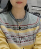 科蒙博卡秋冬時尚條紋提花圓領羊絨衫女開衫外穿毛衣針織外套 檸黃色 L 曬單實拍圖