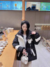 AEMAPE白鴨絨羽絨服女2025秋冬季新款加厚女裝時(shí)尚休閑設計感中長(cháng)款外套 黑白 L 建議116-125斤 曬單實(shí)拍圖