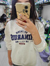 妙奕嘉圓領(lǐng)衛衣女春秋季新款潮流外套女士高級感加絨上衣長(cháng)袖t恤女生 簡(jiǎn)約深藍字母白灰色套頭衛衣 XL 【加絨】【建議115-128斤】 曬單實(shí)拍圖