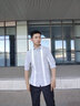 杰遜斯白色襯衫短袖男夏季冰絲修身痞帥英倫風(fēng)襯衣男潮流發(fā)型師潮裝衣服 白色（CS350） 2XL （135-150斤） 曬單實(shí)拍圖