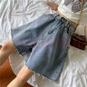 愛(ài)圖榮夏季2021新款韓chic高腰顯瘦牛仔五分褲女學(xué)生百搭闊腿短褲潮 領(lǐng)697淺藍色(腰圍可調節) 3XL【建議150-165斤】 曬單實(shí)拍圖