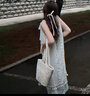 歐貝汐白色吊帶連衣裙女夏季2025新款初戀仙女裙遮肚子海邊度假沙灘裙子 圖片色 XL 曬單實拍圖