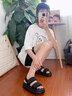 達(dá)芙妮厚底涼鞋女款夏季2024新款魔術(shù)貼沙灘涼鞋百搭配裙子外穿休閑涼鞋 黑色 37 曬單實(shí)拍圖