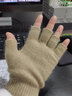 開(kāi)妮特半指手套女秋冬季保暖露指半截騎行開(kāi)車(chē)防寒毛絨針織毛線(xiàn)女士手套 米駝 均碼 曬單實(shí)拍圖