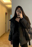 妙奕嘉棉服女秋冬季厚外套女款中長款黑色面包棉服2024新款棉襖棉衣 腰帶方格棉服【黑色】 XL （建議125-140斤） 曬單實拍圖