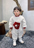 班喜迪嬰兒衣服冬裝嬰幼兒連體衣過年拜年服寶寶喜慶新年禮服外出服冬季 米色 90cm 曬單實(shí)拍圖