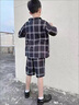 G·DUCK KIDS小黃鴨男童夏裝套裝三件套2025新款兒童夏季短袖西裝三件套帥氣休黑格【外套+褲子+背心】110 曬單實(shí)拍圖