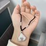 中國黃金彌勒佛足銀項鏈女佛公轉(zhuǎn)運珠銀吊墜七夕情人節(jié)禮物送女友老婆生日 坐蓮彌勒佛編繩項鏈-銀珠黑 曬單實拍圖
